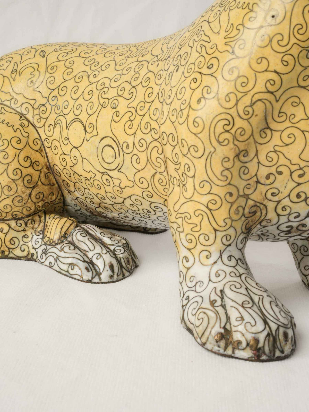 Large Antique Chinese Cloisonné Dachshund w/ Intricate Decoration - 11½" x 15"