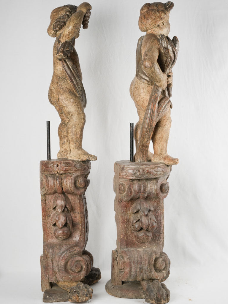 18th century, artisan-crafted carved cherub figures