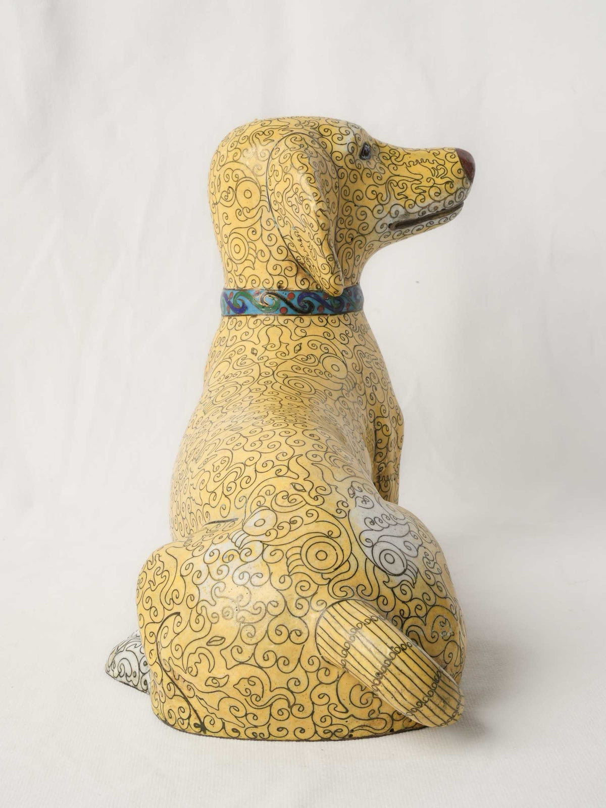 Large Antique Chinese Cloisonné Dachshund w/ Intricate Decoration - 11½" x 15"