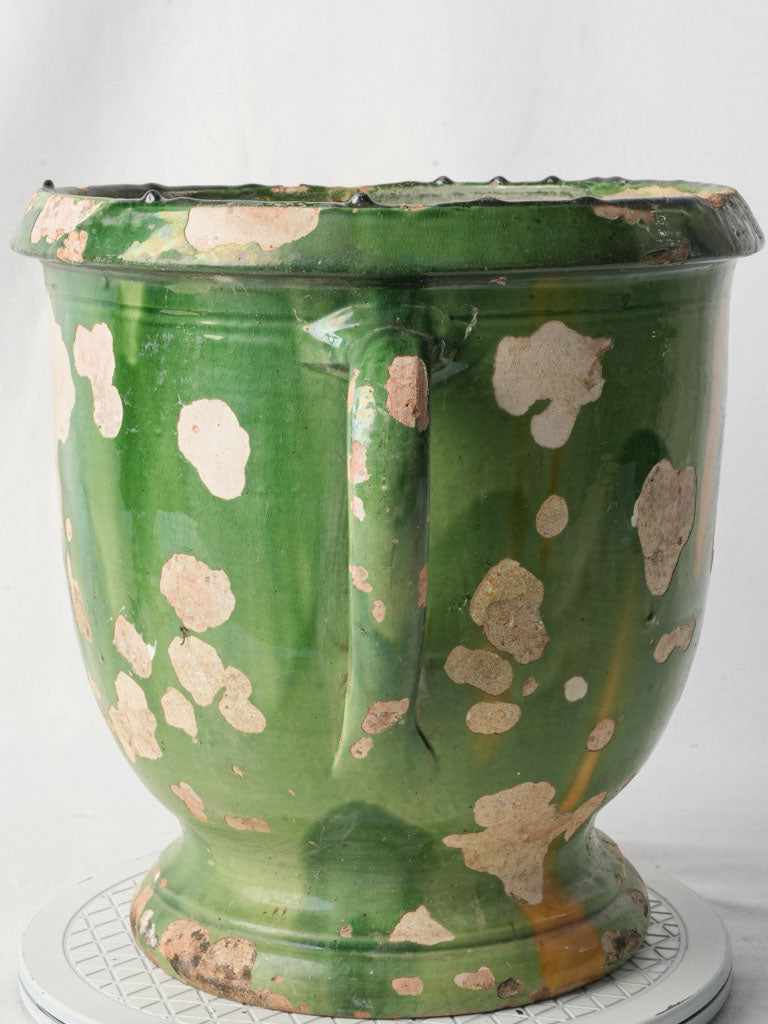 Timeworn glazed ceramic vessel  