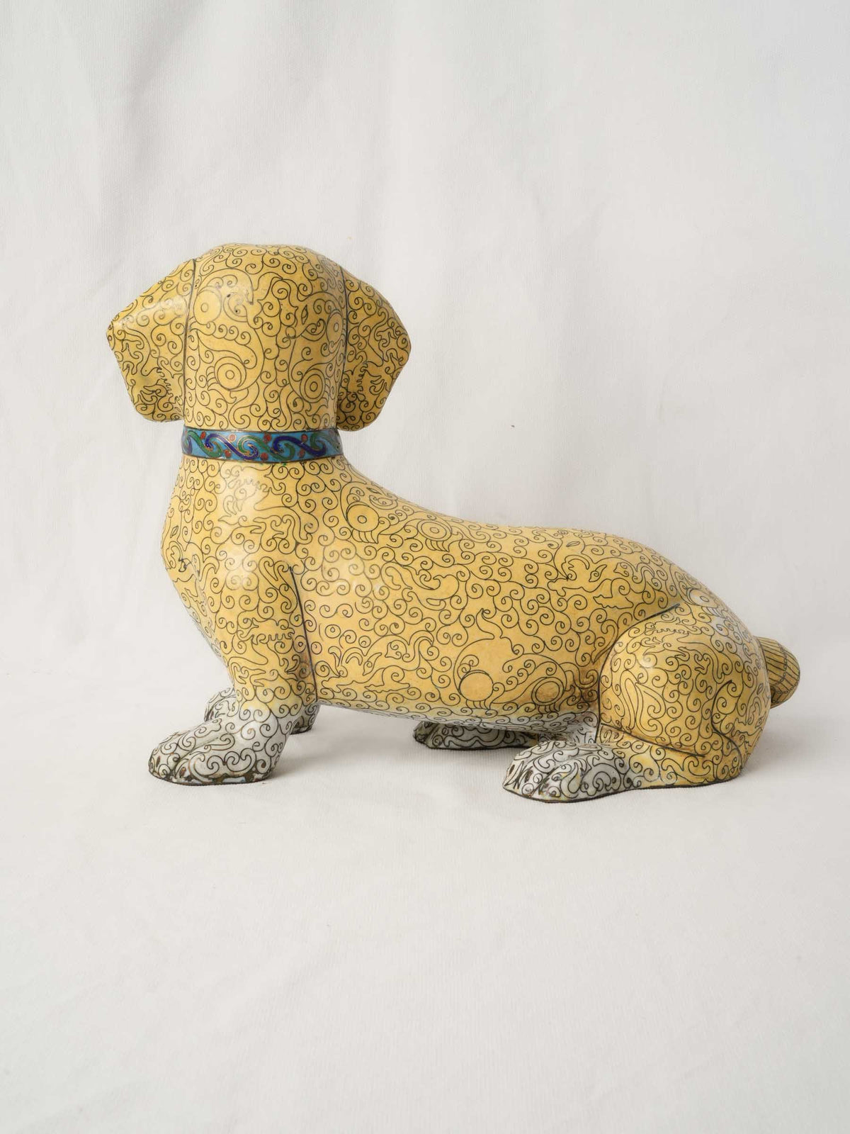 Large Antique Chinese Cloisonné Dachshund w/ Intricate Decoration - 11½" x 15"