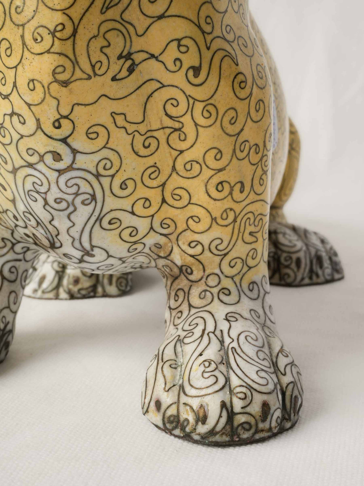Large Antique Chinese Cloisonné Dachshund w/ Intricate Decoration - 11½" x 15"