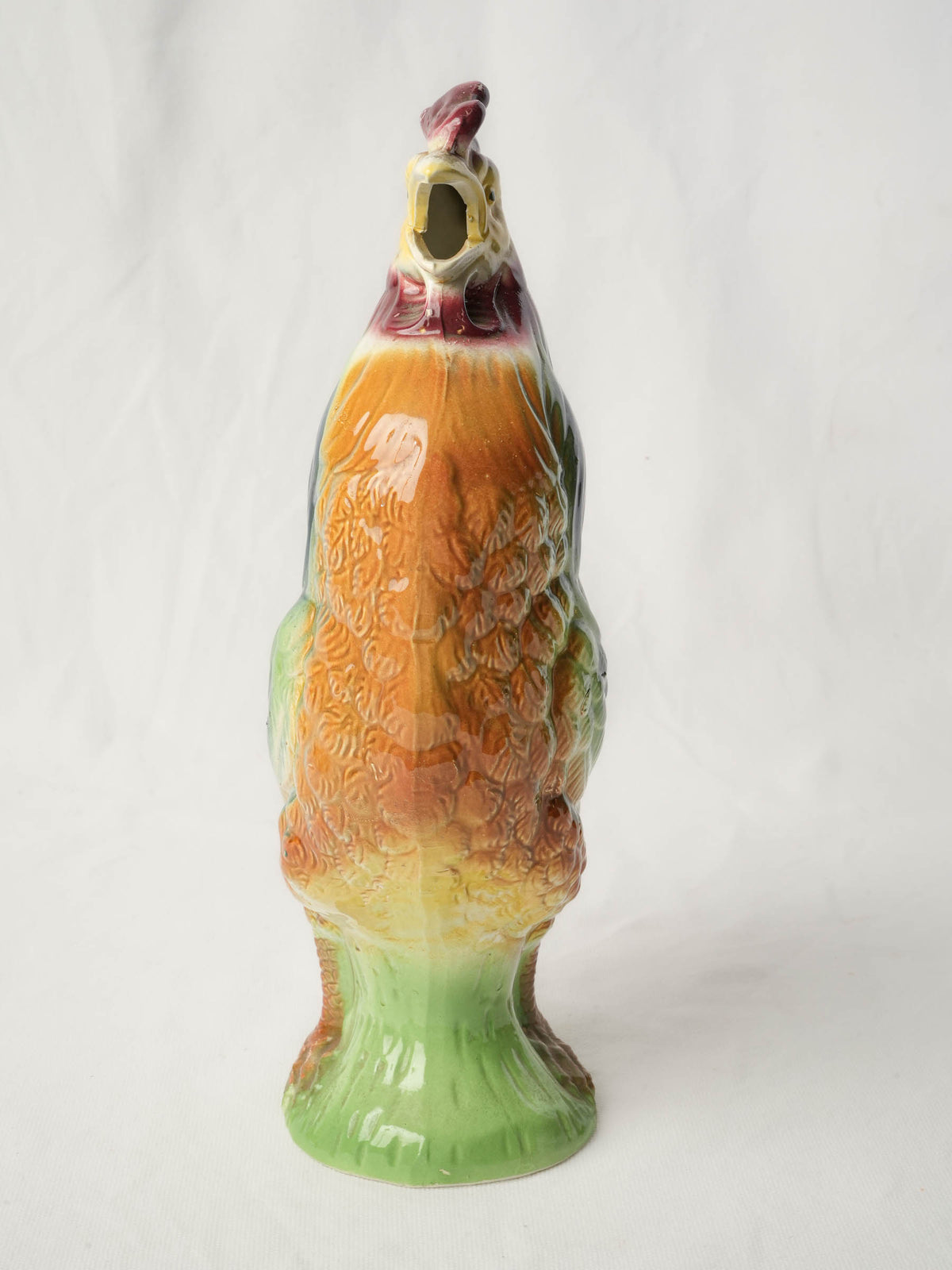 Cheerful Mid-Century Saint-Clément Majolica Rooster Pitcher - 13½"