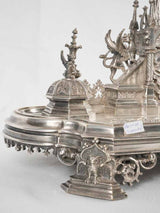 19th century writing desk inkwell - silvered bronze