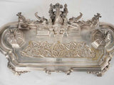 19th century writing desk inkwell - silvered bronze