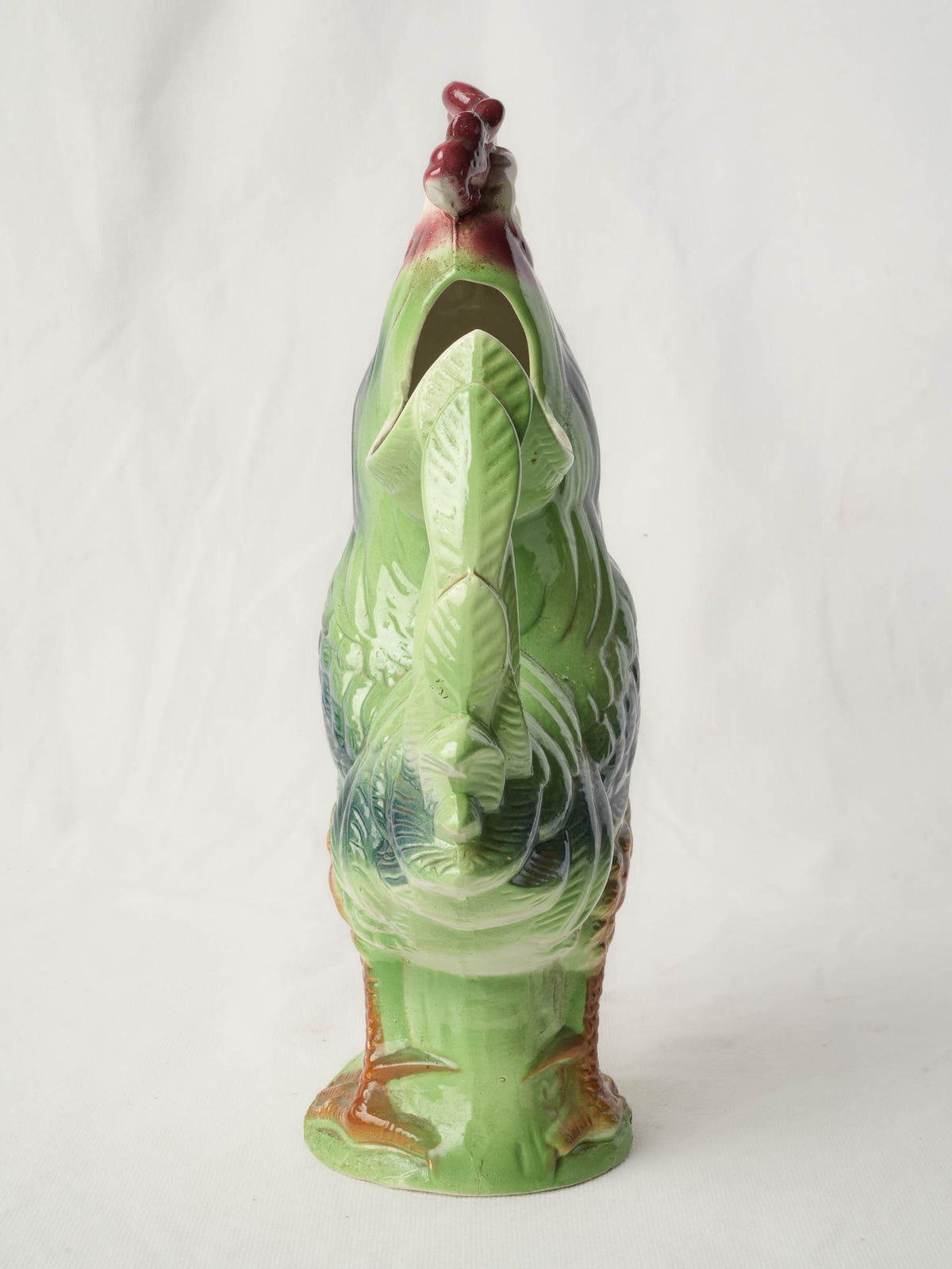 Cheerful Mid-Century Saint-Clément Majolica Rooster Pitcher - 13½"