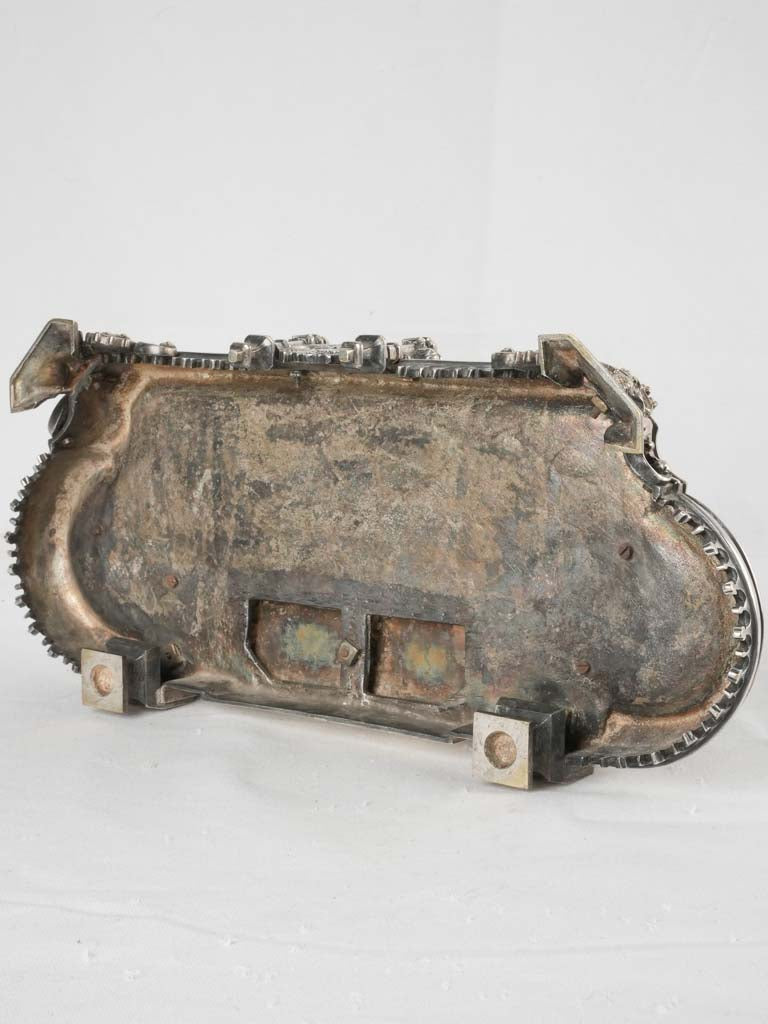 19th century writing desk inkwell - silvered bronze