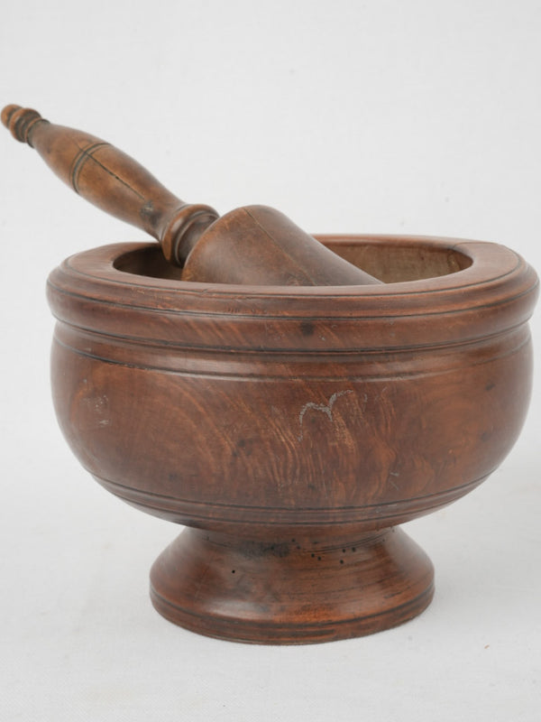 Classic French wooden pestle and mortar