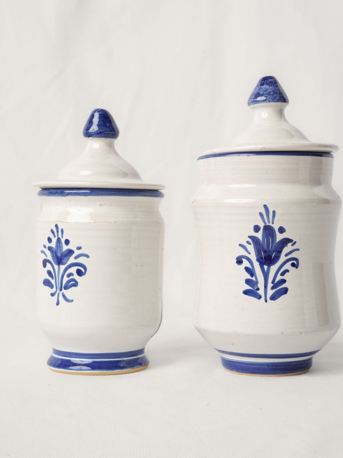 Pair of Spanish Hand-Painted Commemorative Ceramic Pharmacy Jars - 8¼" x 4"
