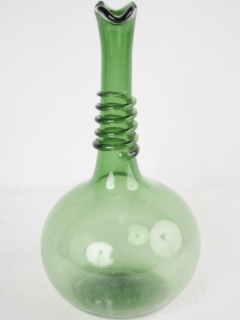 1940s blown glass vase - green 15"