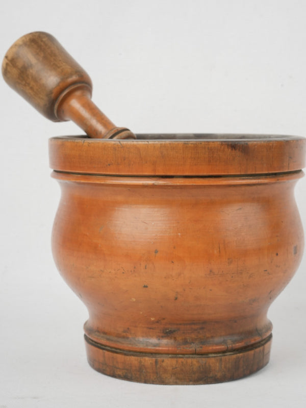 Rare 19th-century French wooden mortar & pestle