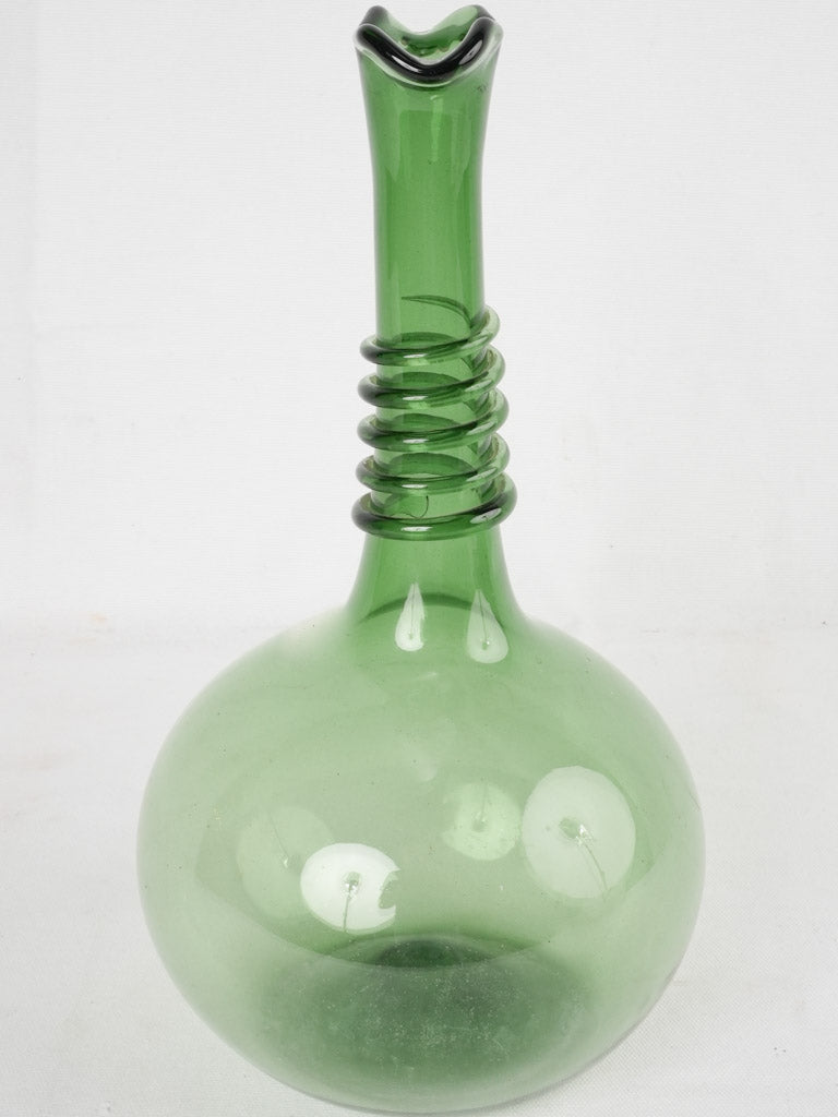 1940s blown glass vase - green 15"