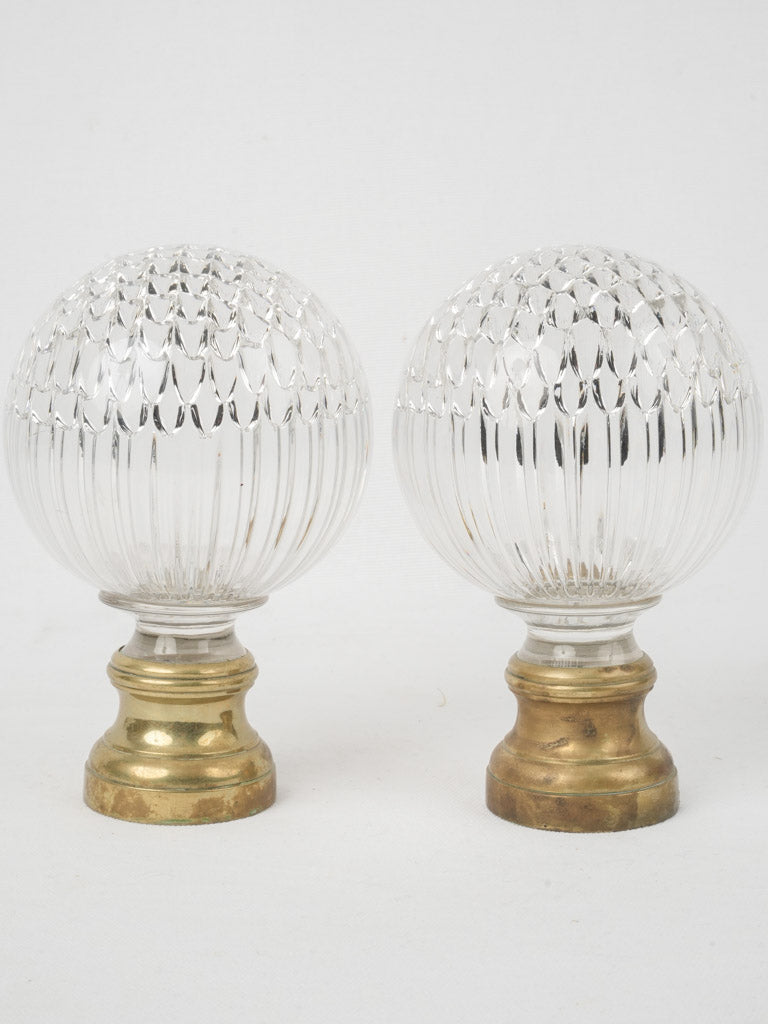 Antique, transparent French crystal balustrade finials