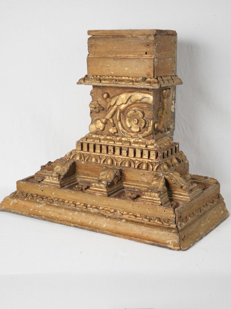Rustic carved wooden wall console
