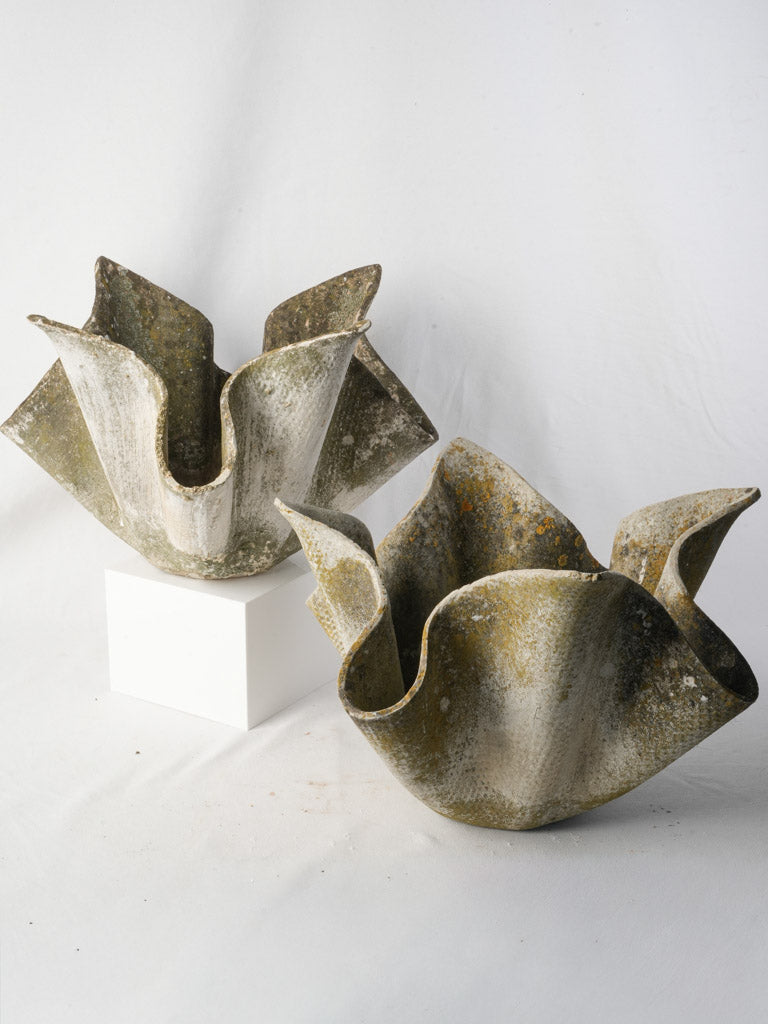 Weathered organic-style flower pots  