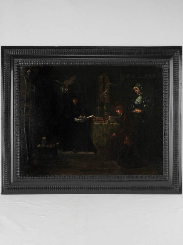 Antique Belgian oil painting, dark