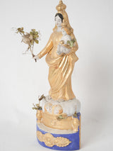 Antique religious terracotta Mary statuette