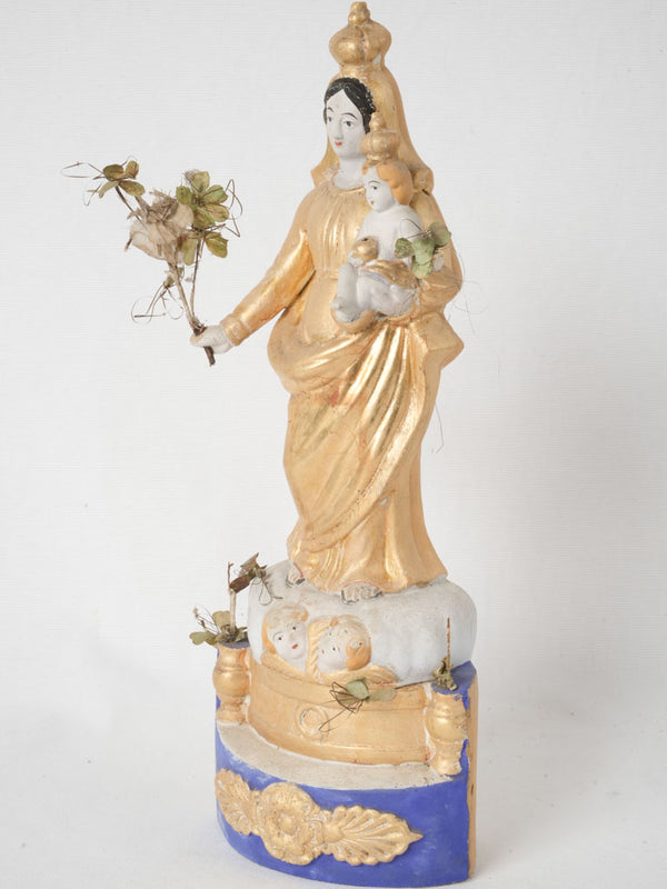 Santibelli antique statuette of Mary w/ baby Jesus - nativity scene 15¼"