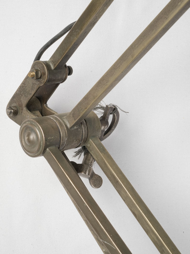 Monumental Antique Industrial Adjustable Floor Lamp in Nickel-Plated Brass - 85¾"