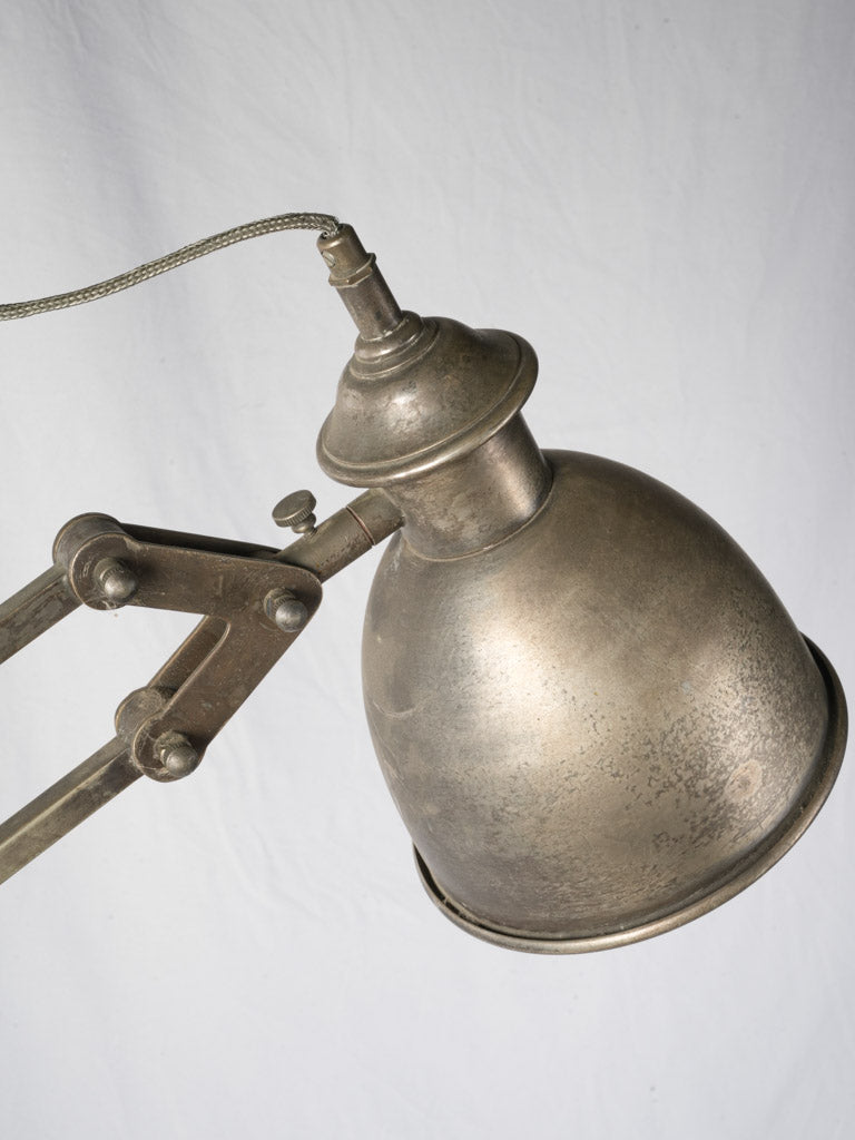 Monumental Antique Industrial Adjustable Floor Lamp in Nickel-Plated Brass - 85¾"