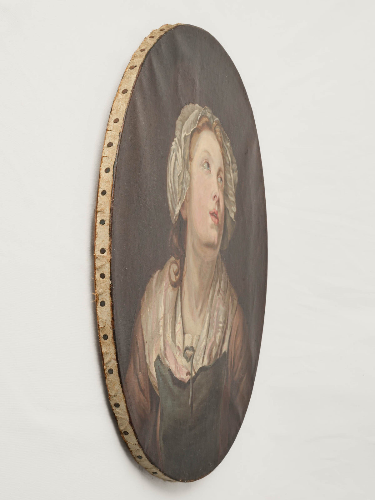 Unframed Oval Portrait of a Young Country Woman, in the Taste of Greuze, Late 19th or Early 20th Century - 21¾" x 18"