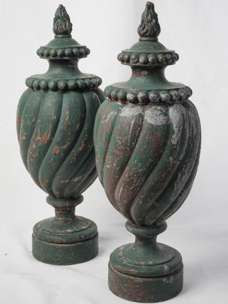 Antique French cast iron finials