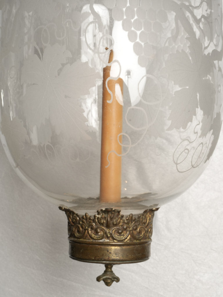 Decorative etched crystal candle holder   