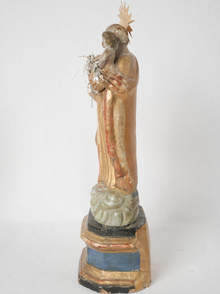 Gilded Joseph and baby Jesus sculpture