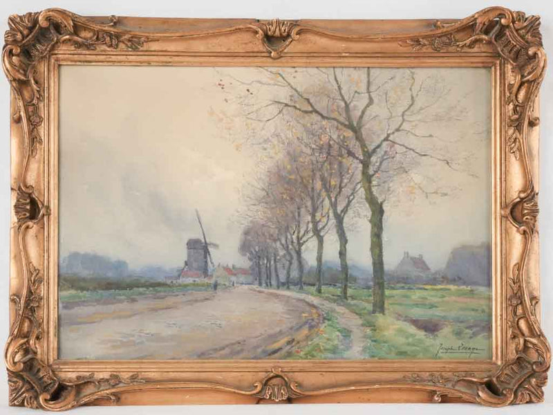 Late 19th / early 20th century gouache landscape - Joseph Lesage - 19" x 26"