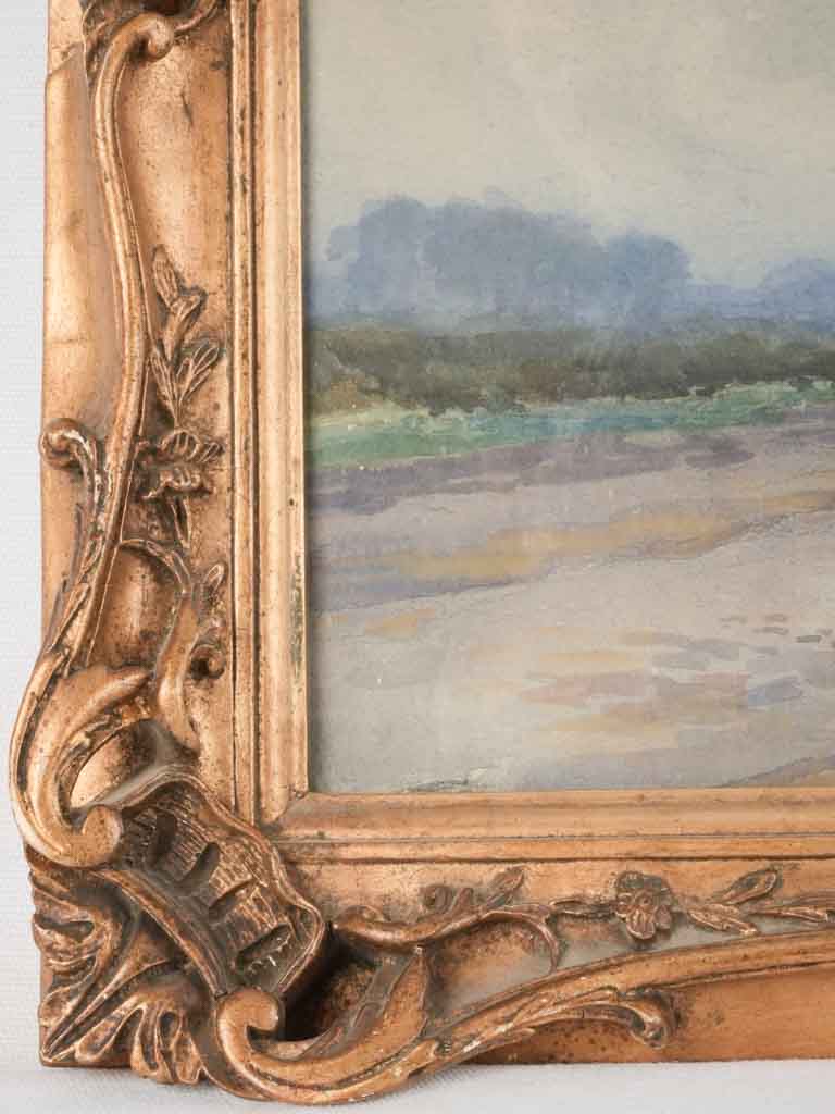 Late 19th / early 20th century gouache landscape - Joseph Lesage - 19" x 26"