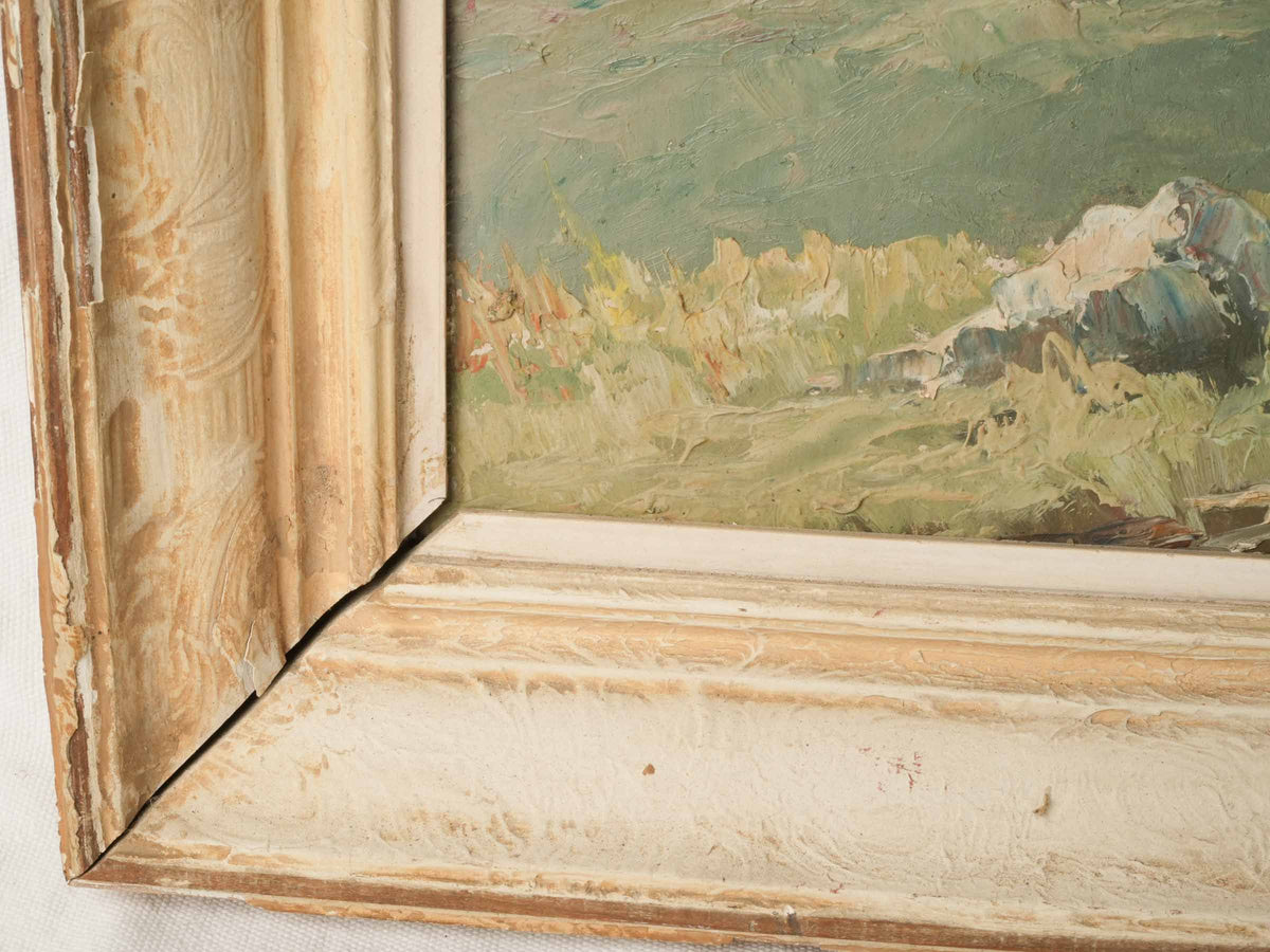 Mid-20th-Century Provençal Landscape w/ Windmill, Oil on Board - 19¾" x 27½"