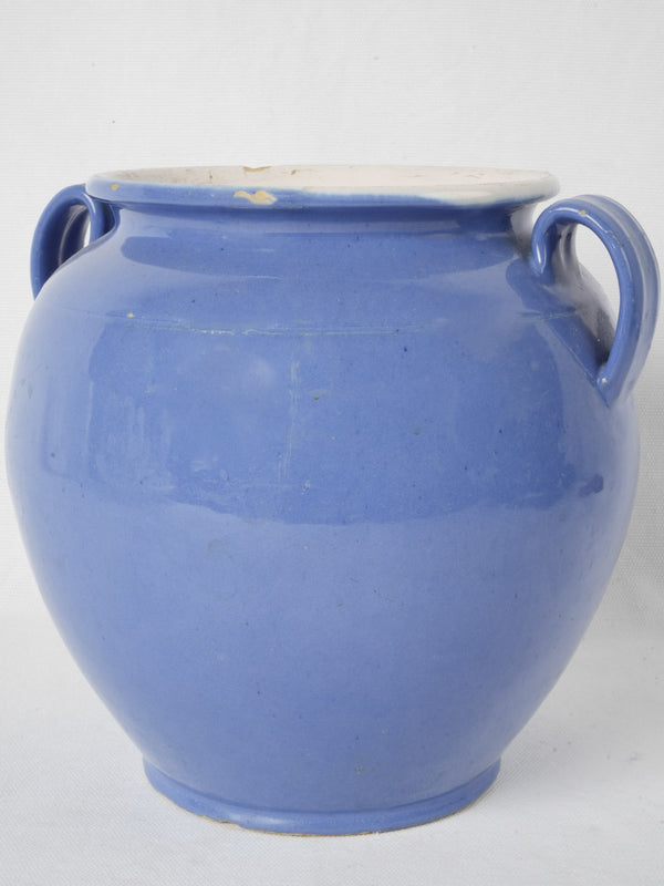 Antique blue confit pot - coastal France 9¾"