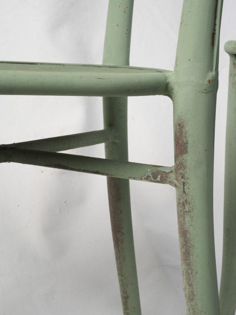 Pair of French Bistro Chairs in Painted Sheet Metal w/ Celadon Finish c. 1930 - 34¾"
