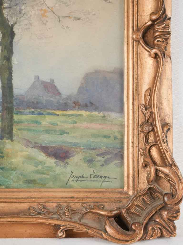 Late 19th / early 20th century gouache landscape - Joseph Lesage - 19" x 26"