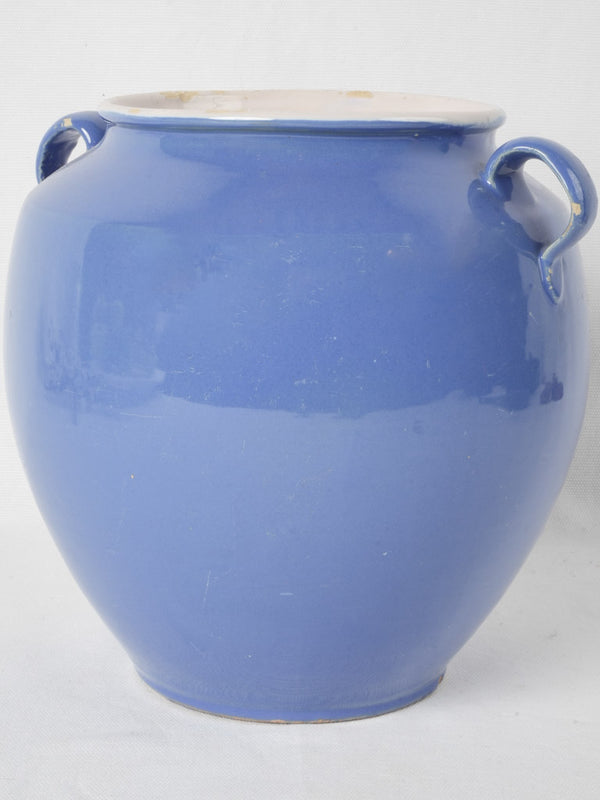 Lovely blue confit pot - 1900s France, 10¼"
