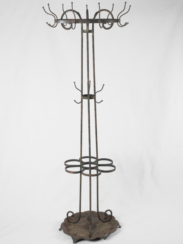 Antique umbrella stand & coat rack - wrought iron 73¾"