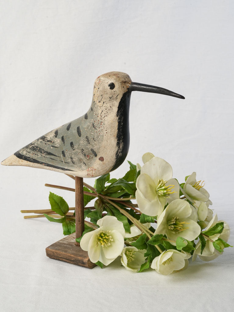 Antique carved wood sandpiper decoy  