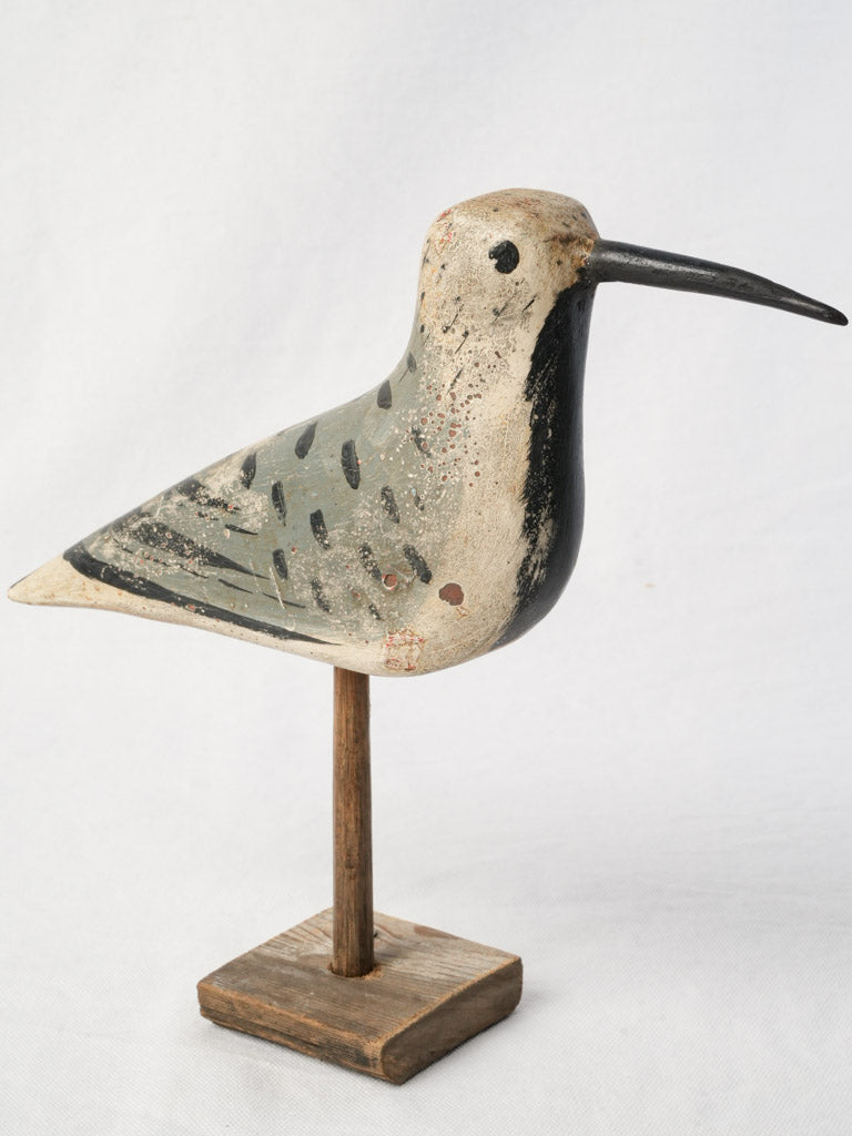 Vintage wooden decorative shorebird figure  