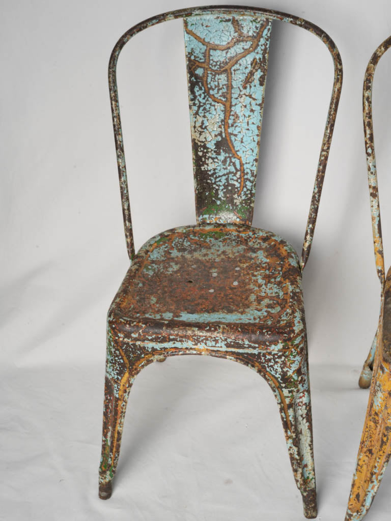 Set of Three Tolix Stacking Chairs w/ Pictorial Patina c. 1940 - 33½"