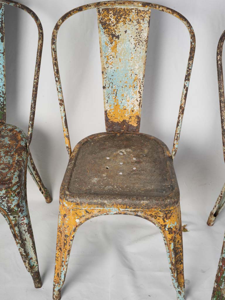 Set of Three Tolix Stacking Chairs w/ Pictorial Patina c. 1940 - 33½"