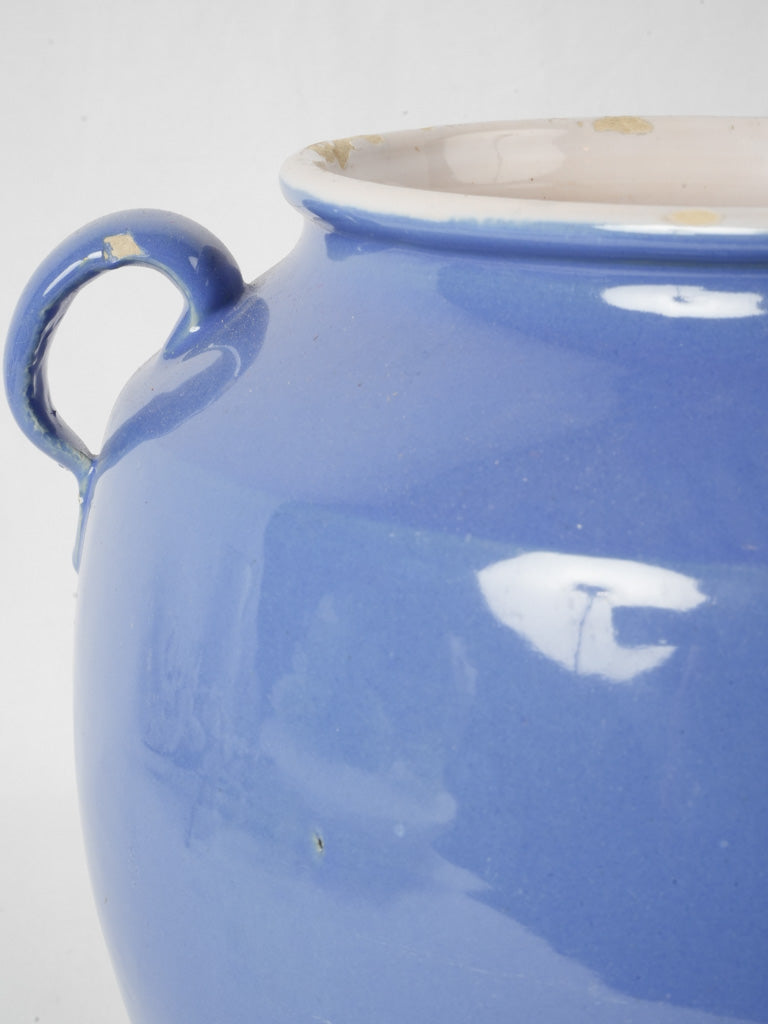 Antique French confit pot in blue
