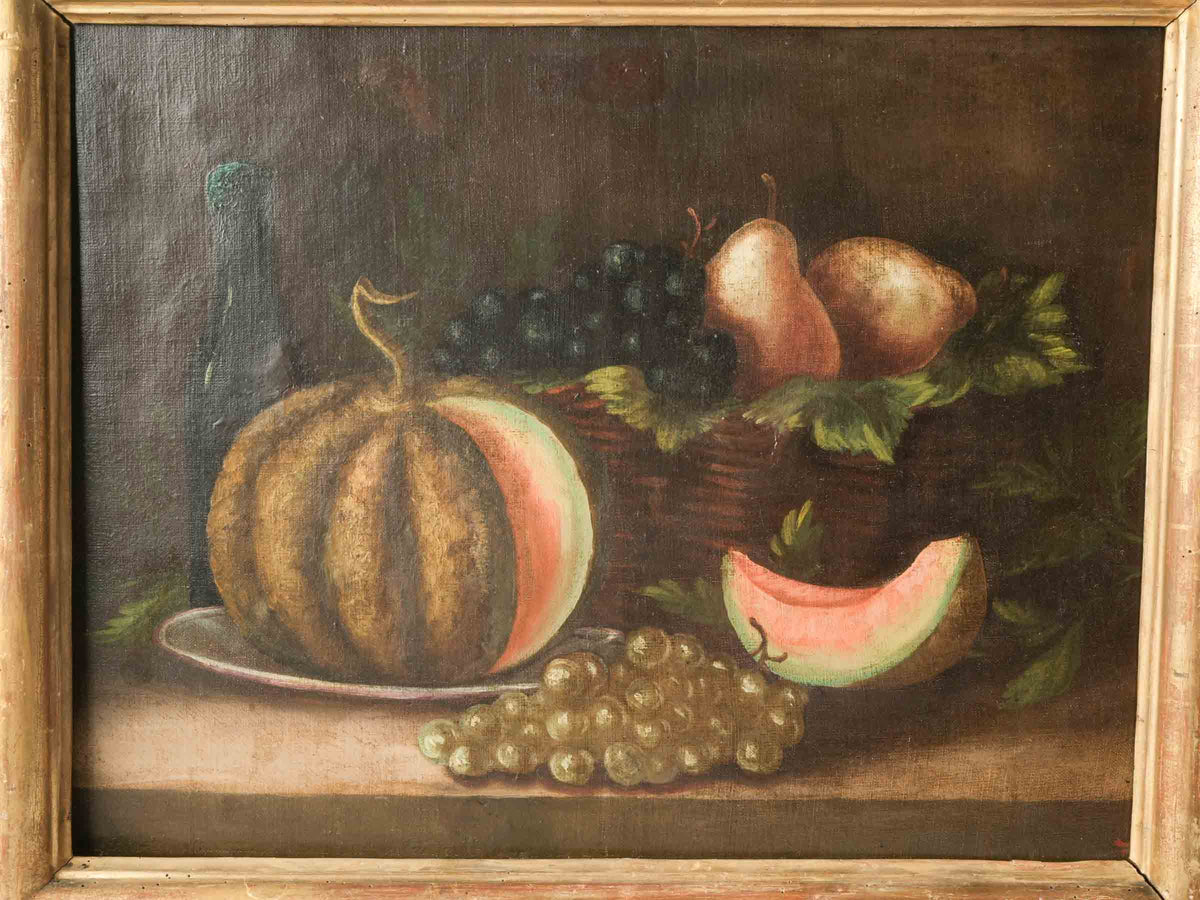 18th-Century French Still Life w/ Melon and Grapes - 23¼" x 27¼"