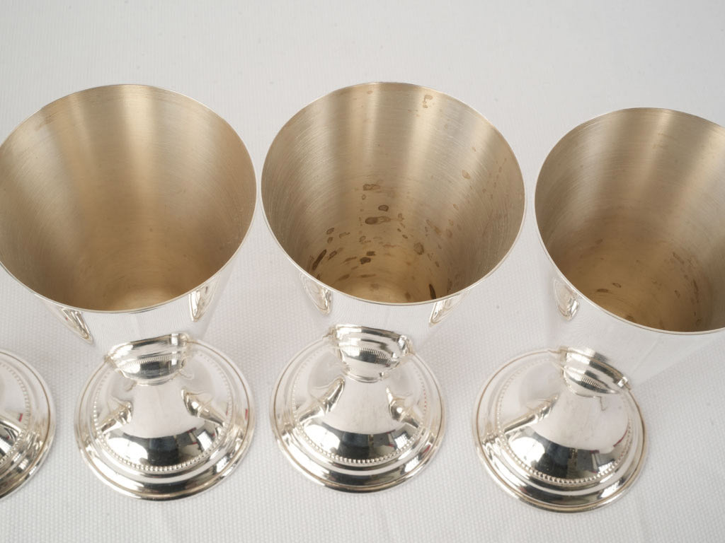 Soft patina vintage goblet set