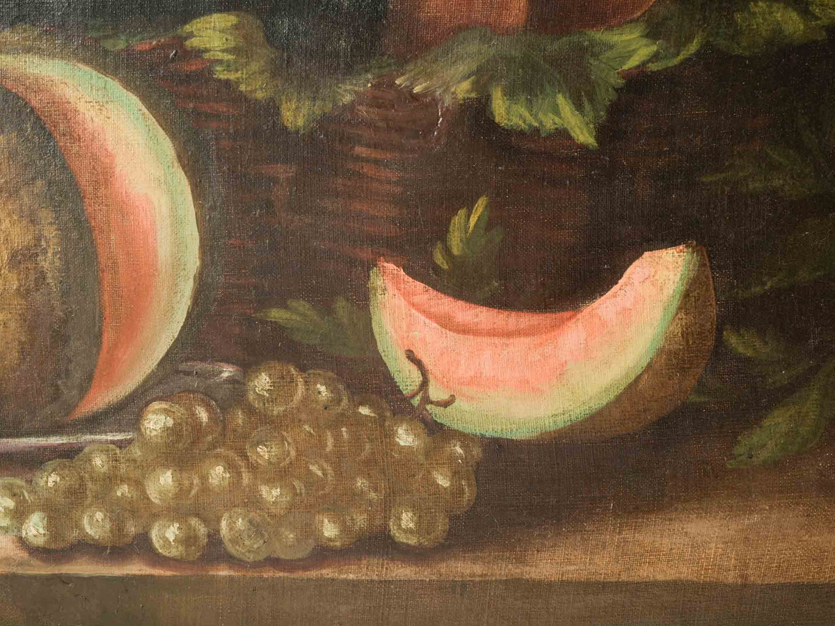 18th-Century French Still Life w/ Melon and Grapes - 23¼" x 27¼"