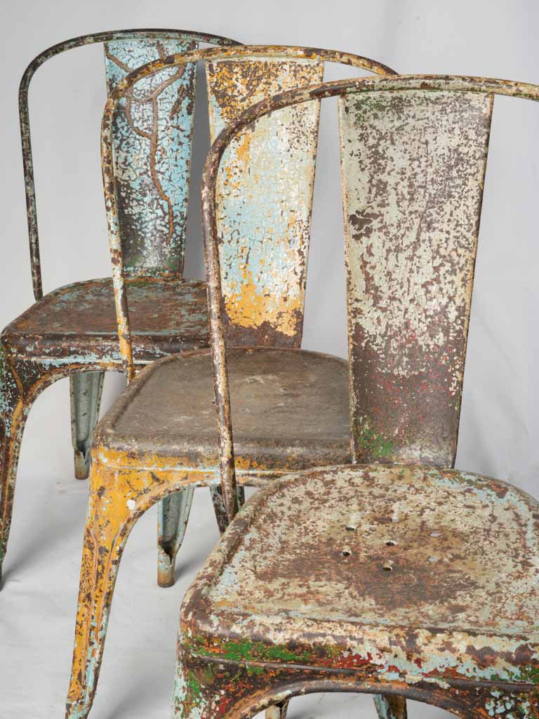 Set of Three Tolix Stacking Chairs w/ Pictorial Patina c. 1940 - 33½"
