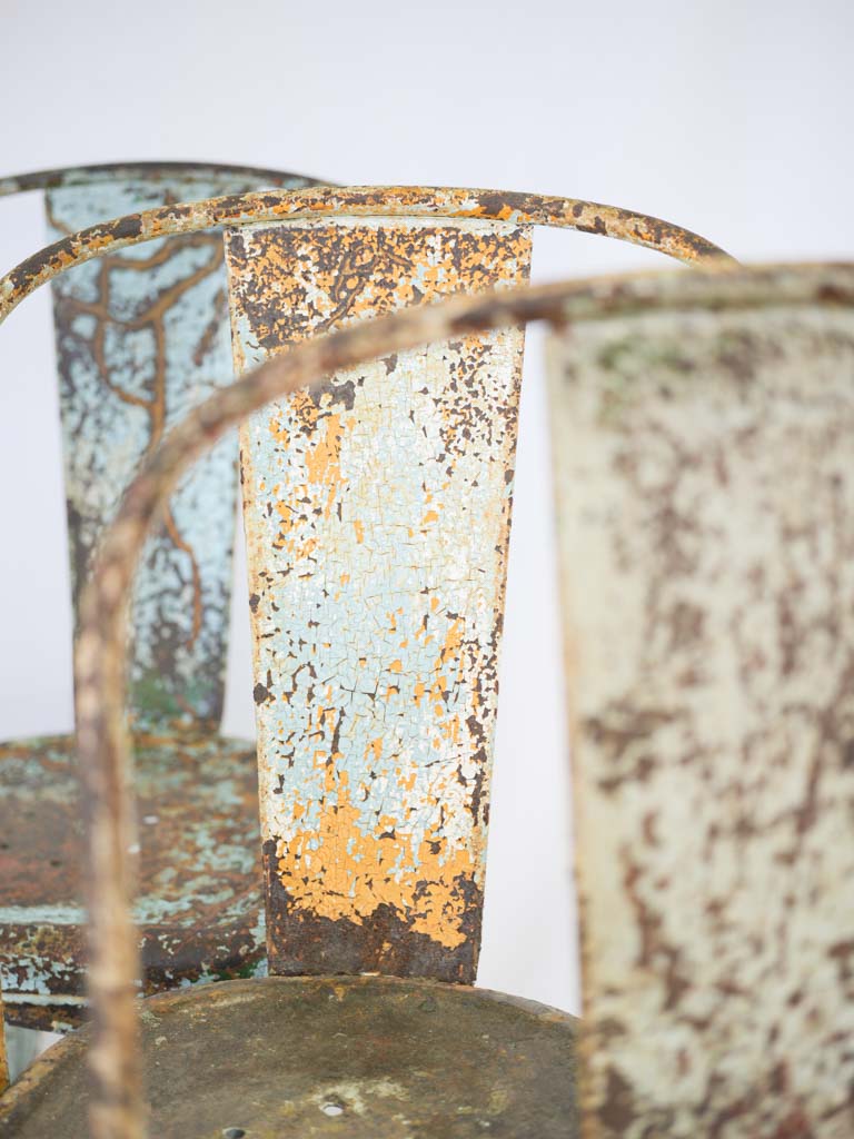 Set of Three Tolix Stacking Chairs w/ Pictorial Patina c. 1940 - 33½"