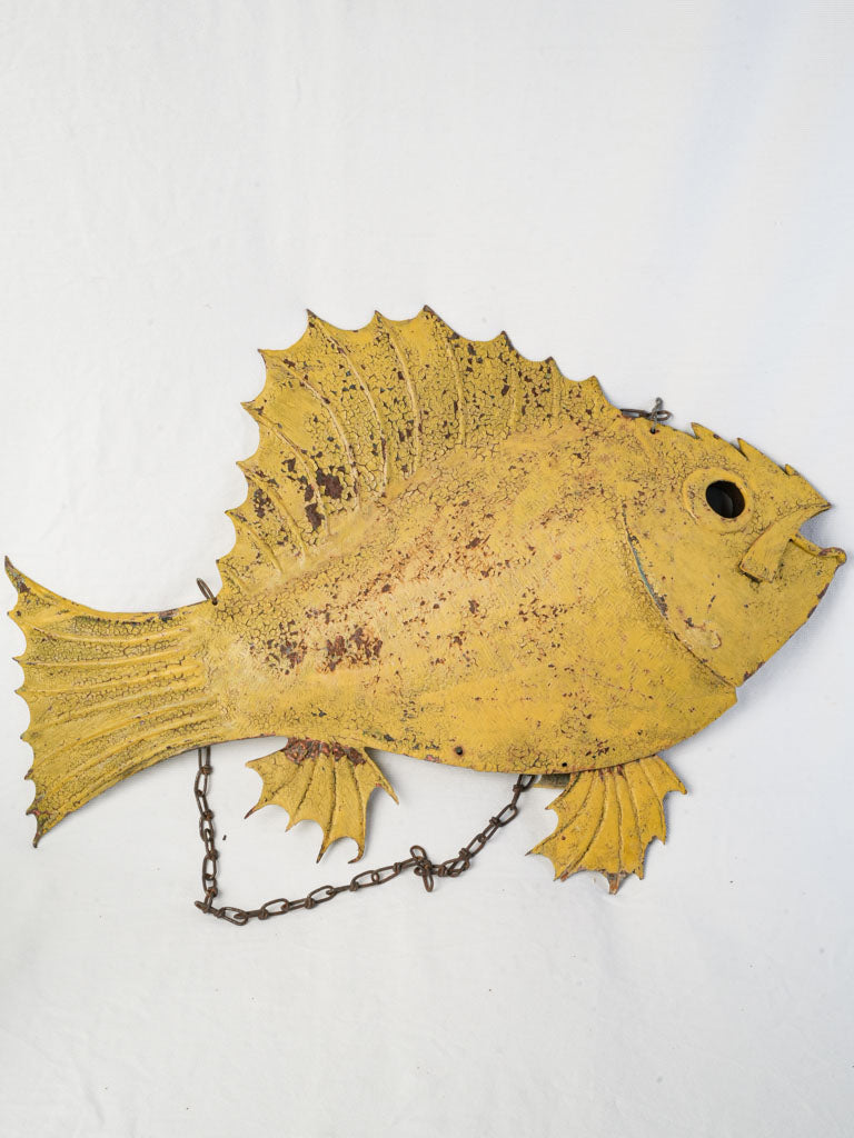 Large Antique French Restaurant Sign, Yellow Fish - 27½"