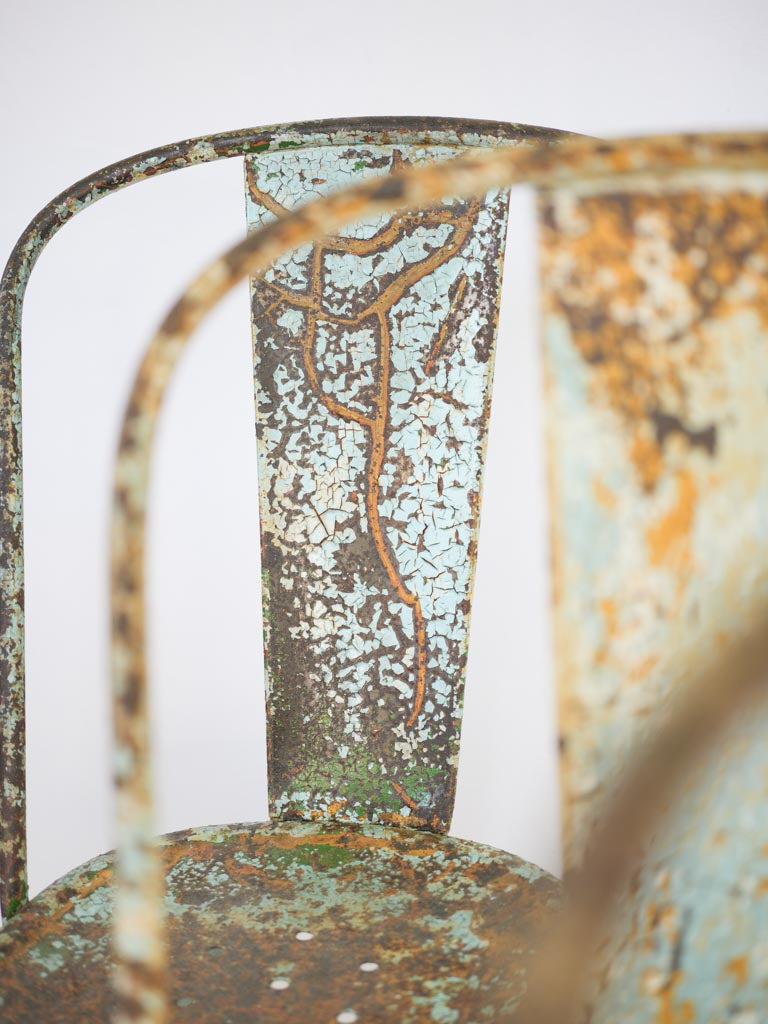 Set of Three Tolix Stacking Chairs w/ Pictorial Patina c. 1940 - 33½"