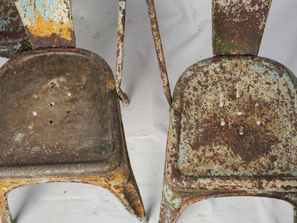 Set of Three Tolix Stacking Chairs w/ Pictorial Patina c. 1940 - 33½"