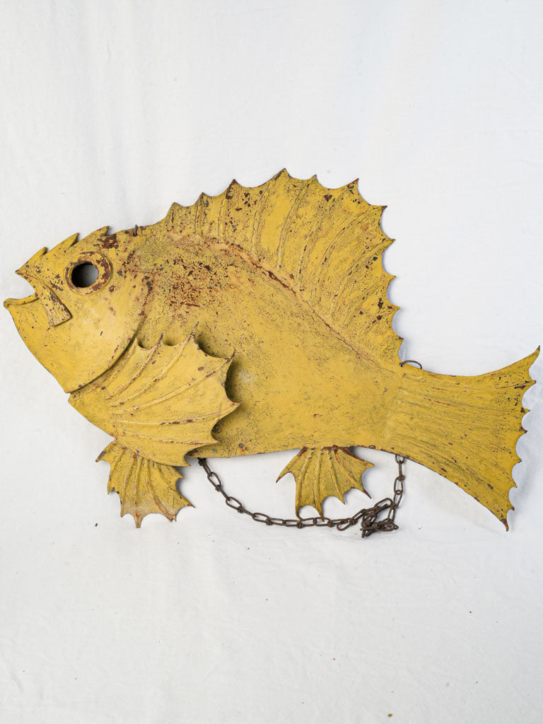 Large Antique French Restaurant Sign, Yellow Fish - 27½"